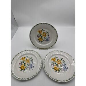 3 Thomson Floral Garden Dinner Plates 10.5" EUC